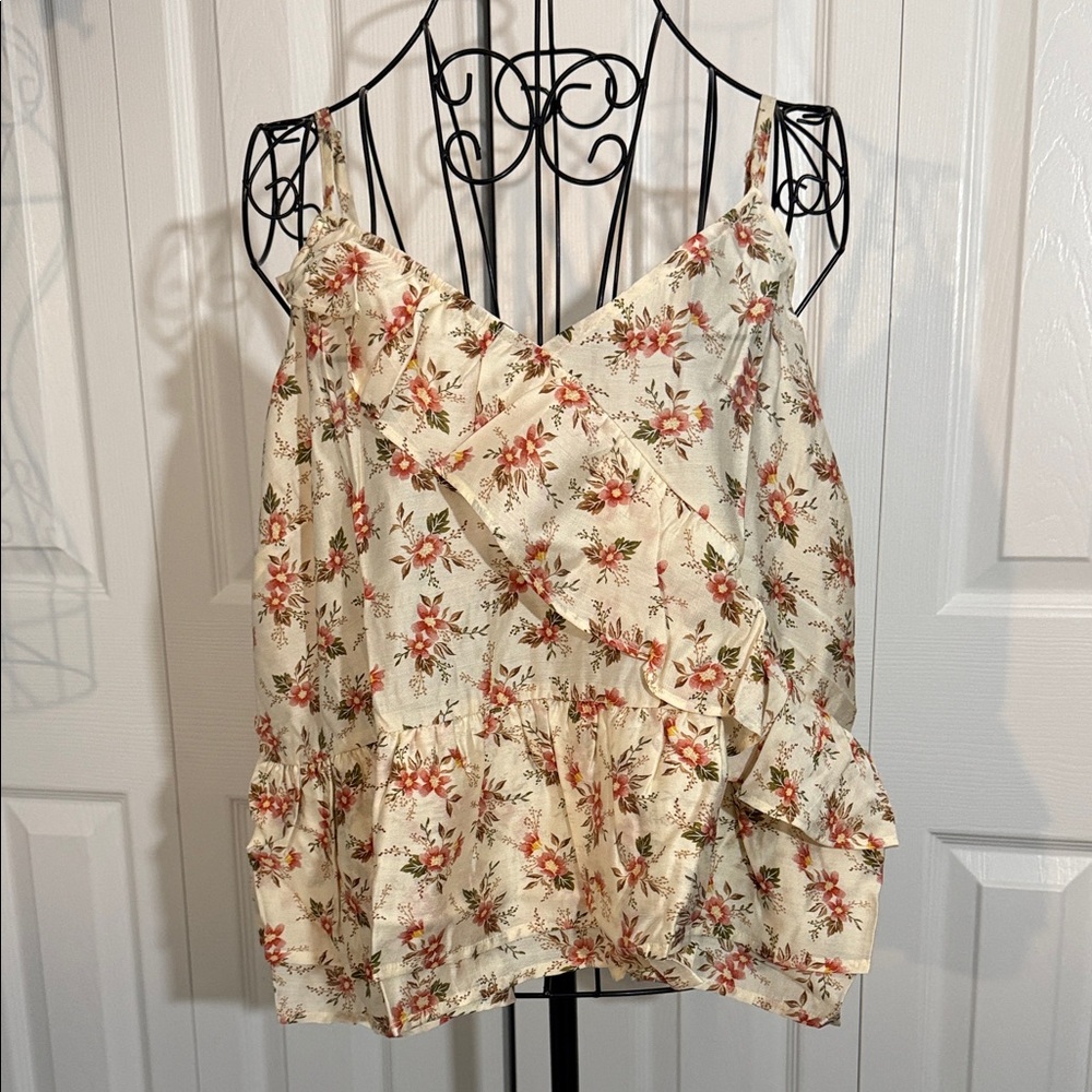 Old Navy Cream Floral Ruffled Cami, NWT